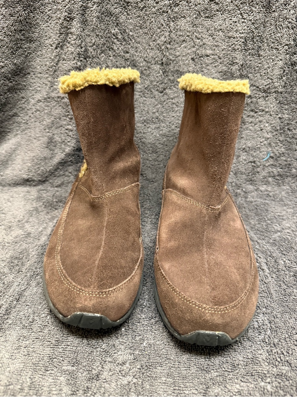 Easy Spirit Brown Suede Faux Fur Buckle Ankle Boots Size 9M